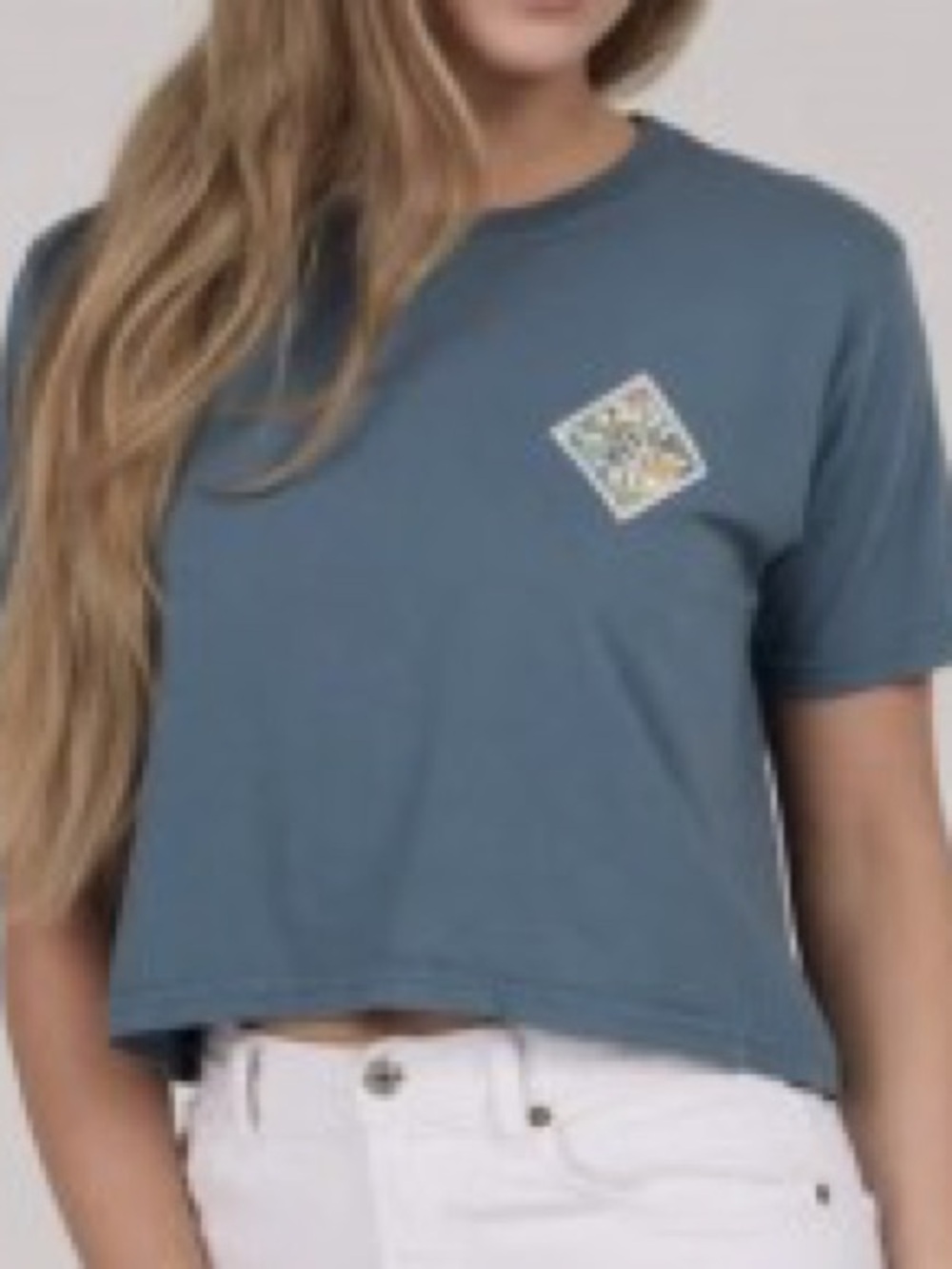 Salty Crew Washed Blue Cropped Pocket Tee - Women